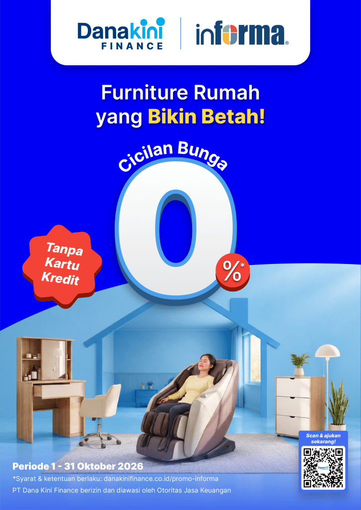 Promo cicilan tanpa kartu kredit Danakini Finance di INFORMA Electronics periode Oktober 2026. Promo cicilan bunga 0%